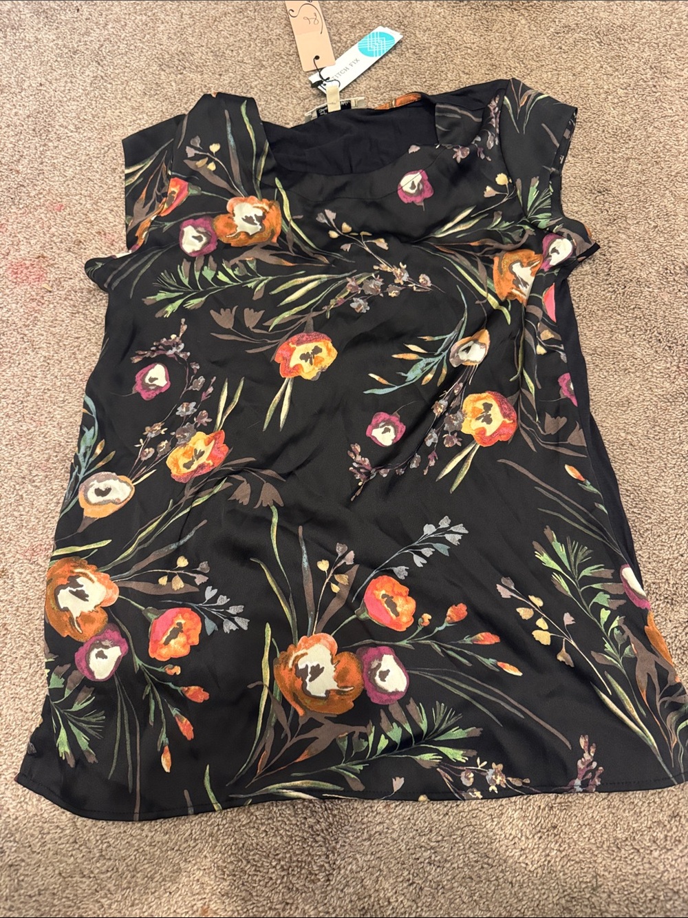 NWT Black Floral Sleeveless Top